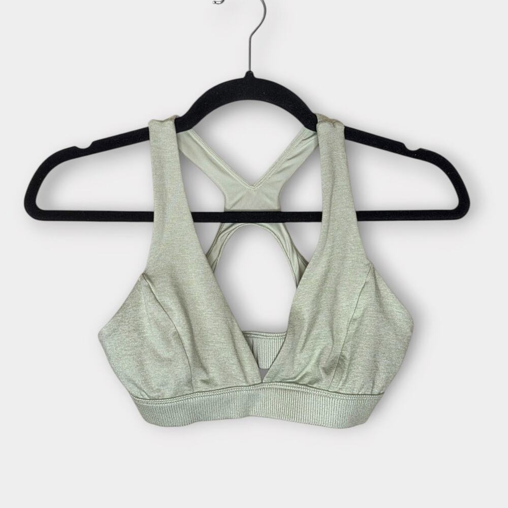 Alo Yoga Deep Plunge V-Neck Light Green Sports Bra Women's XS